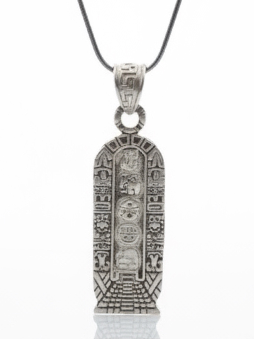 Vintage 1970s 925 Silver Mexican Mayan Cartouche Necklace - Verified 93.3% Pure
